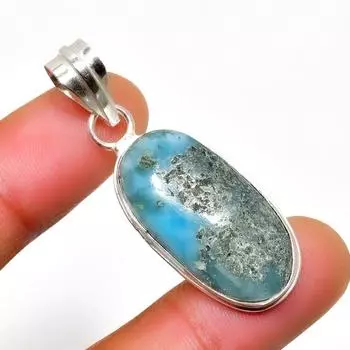 Республиканский Ларимар, драгоценный камень 925, посеребренная подвеска ручной работы, 1,70 дюйма 1.70 синий