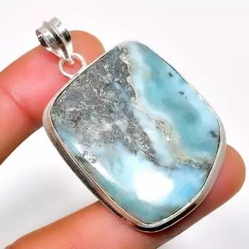 Республиканский Ларимар, драгоценный камень 925, посеребренная подвеска ручной работы, 2,08 дюйма 2.08 синий