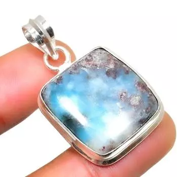 Республиканский Ларимар, драгоценный камень 925, посеребренная подвеска ручной работы, 1,51 дюйма 1.51 синий