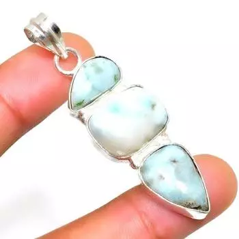 Республиканский Ларимар, драгоценный камень 925, посеребренная подвеска ручной работы, 2,27 дюйма 2.27 синий