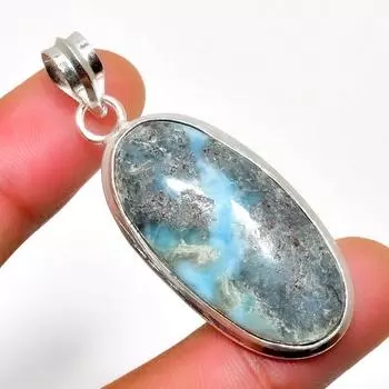 Республиканский Ларимар, драгоценный камень 925, посеребренная подвеска ручной работы, 1,89 дюйма 1.89 синий