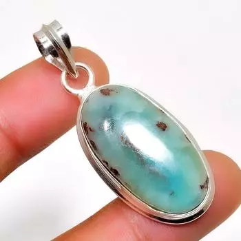 Республиканский Ларимар, драгоценный камень 925, посеребренная подвеска ручной работы, 1,70 дюйма 1.70 синий