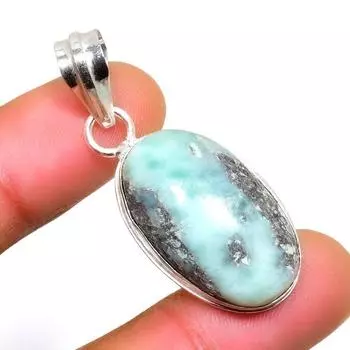 Республиканский Ларимар, драгоценный камень 925, посеребренная подвеска ручной работы, 1,51 дюйма 1.51 синий