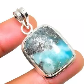 Республиканский Ларимар, драгоценный камень 925, посеребренная подвеска ручной работы, 1,51 дюйма 1.51 синий