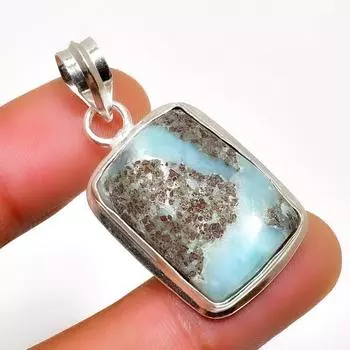 Республиканский Ларимар, драгоценный камень 925, посеребренная подвеска ручной работы, 1,51 дюйма 1.51 синий