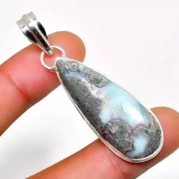 Республиканский Ларимар, драгоценный камень 925, посеребренная подвеска ручной работы, 2,08 дюйма 2.08 синий