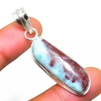 Республиканский Ларимар, драгоценный камень 925, посеребренная подвеска ручной работы, 1,89 дюйма 1.89 синий