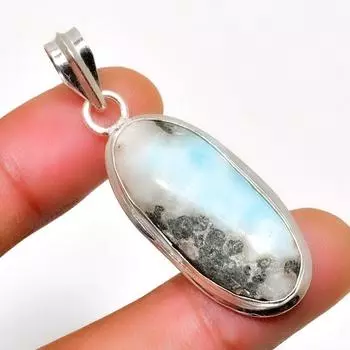 Республиканский Ларимар, драгоценный камень 925, посеребренная подвеска ручной работы, 1,89 дюйма 1.89 синий