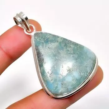 Республиканский Ларимар, драгоценный камень 925, посеребренная подвеска ручной работы, 1,89 дюйма 1.89 синий