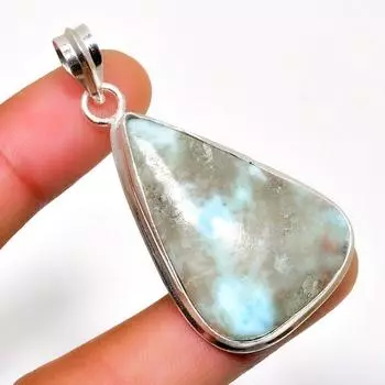 Республиканский Ларимар, драгоценный камень 925, посеребренная подвеска ручной работы, 2,08 дюйма 2.08 синий