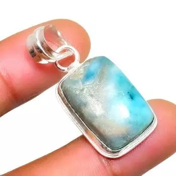 Республиканский Ларимар, драгоценный камень 925, посеребренная подвеска ручной работы, 1,51 дюйма 1.51 синий