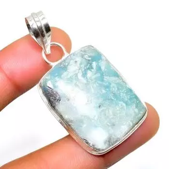 Республиканский Ларимар, драгоценный камень 925, посеребренная подвеска ручной работы, 1,89 дюйма 1.89 синий