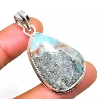 Республиканский Ларимар, драгоценный камень 925, посеребренная подвеска ручной работы, 1,70 дюйма 1.70 синий