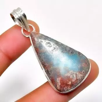 Республиканский Ларимар, драгоценный камень 925, посеребренная подвеска ручной работы, 2,08 дюйма 2.08 синий