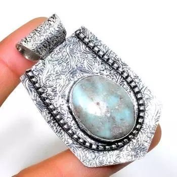 Республиканский Ларимар, драгоценный камень 925, посеребренная подвеска ручной работы, 2,27 дюйма 2.27 синий