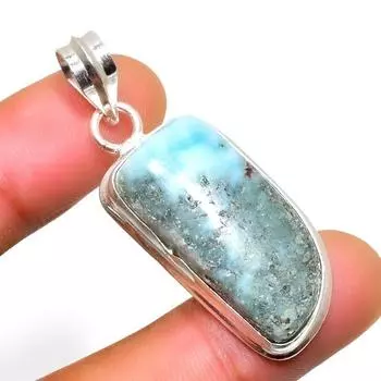 Республиканский Ларимар, драгоценный камень 925, посеребренная подвеска ручной работы, 1,70 дюйма 1.70 синий