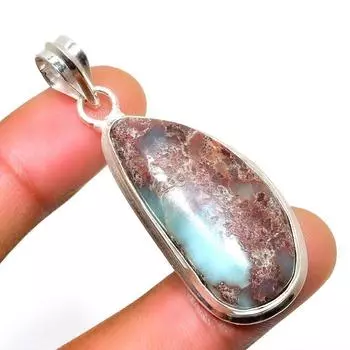 Республиканский Ларимар, драгоценный камень 925, посеребренная подвеска ручной работы, 2,00 дюйма 2.00 синий