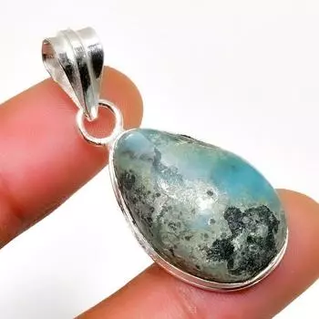 Республиканский Ларимар, драгоценный камень 925, посеребренная подвеска ручной работы, 1,51 дюйма 1.51 синий