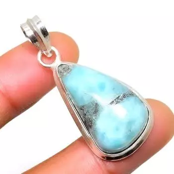 Республиканский Ларимар, драгоценный камень 925, посеребренная подвеска ручной работы, 1,70 дюйма 1.70 синий
