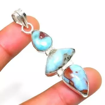 Республиканский Ларимар, драгоценный камень 925, посеребренная подвеска ручной работы, 2,27 дюйма 2.27 синий