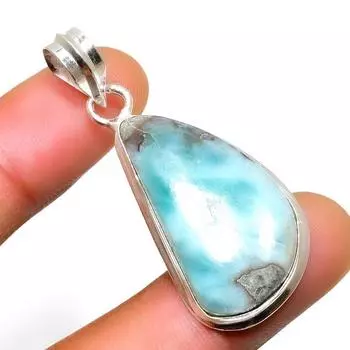 Республиканский Ларимар, драгоценный камень 925, посеребренная подвеска ручной работы, 1,70 дюйма 1.70 синий