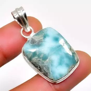 Республиканский Ларимар, драгоценный камень 925, посеребренная подвеска ручной работы, 1,51 дюйма 1.51 синий