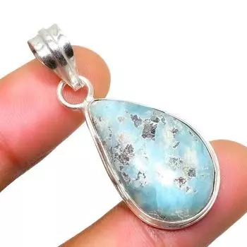 Республиканский Ларимар, драгоценный камень 925, посеребренная подвеска ручной работы, 1,51 дюйма 1.51 синий