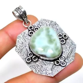 Республиканский Ларимар, драгоценный камень 925, посеребренная подвеска ручной работы, 2,08 дюйма 2.08 синий