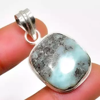 Республиканский Ларимар, драгоценный камень 925, посеребренная подвеска ручной работы, 1,51 дюйма 1.51 синий