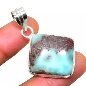 Республиканский Ларимар, драгоценный камень 925, посеребренная подвеска ручной работы, 1,70 дюйма 1.70 синий