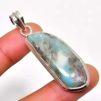 Республиканский Ларимар, драгоценный камень 925, посеребренная подвеска ручной работы, 2,08 дюйма 2.08 синий