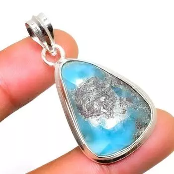 Республиканский Ларимар, драгоценный камень 925, посеребренная подвеска ручной работы, 1,70 дюйма 1.70 синий