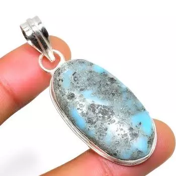 Республиканский Ларимар, драгоценный камень 925, посеребренная подвеска ручной работы, 2,08 дюйма 2.08 синий