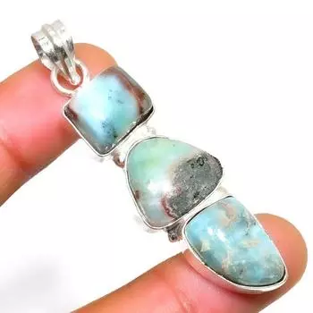 Республиканский Ларимар, драгоценный камень 925, посеребренная подвеска ручной работы, 2,27 дюйма 2.27 синий