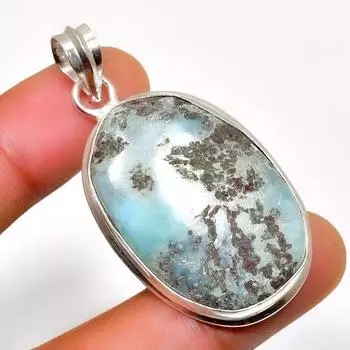 Республиканский Ларимар, драгоценный камень 925, посеребренная подвеска ручной работы, 1,89 дюйма 1.89 синий