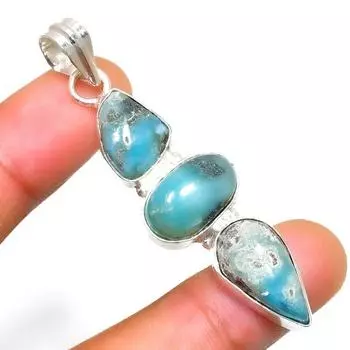 Республиканский Ларимар, драгоценный камень 925, посеребренная подвеска ручной работы, 2,27 дюйма 2.27 синий