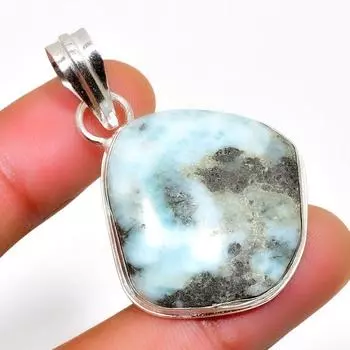 Республиканский Ларимар, драгоценный камень 925, посеребренная подвеска ручной работы, 1,89 дюйма 1.89 синий