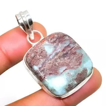 Республиканский Ларимар, драгоценный камень 925, посеребренная подвеска ручной работы, 1,70 дюйма 1.70 синий