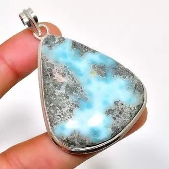 Республиканский Ларимар, драгоценный камень 925, посеребренная подвеска ручной работы, 2,27 дюйма 2.27 синий