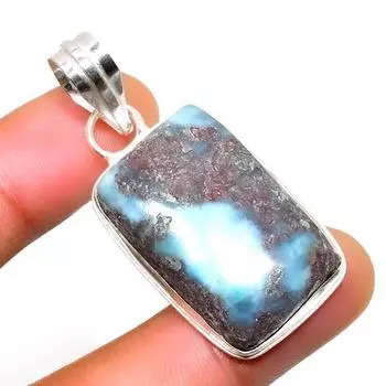 Республиканский Ларимар, драгоценный камень 925, посеребренная подвеска ручной работы, 1,89 дюйма 1.89 синий