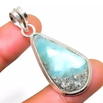 Республиканский Ларимар, драгоценный камень 925, посеребренная подвеска ручной работы, 1,70 дюйма 1.70 синий
