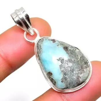 Республиканский Ларимар, драгоценный камень 925, посеребренная подвеска ручной работы, 1,51 дюйма 1.51 синий