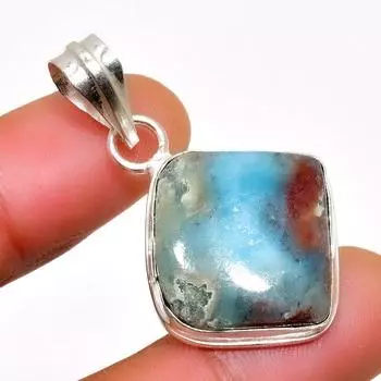 Республиканский Ларимар, драгоценный камень 925, посеребренная подвеска ручной работы, 1,51 дюйма 1.51 синий