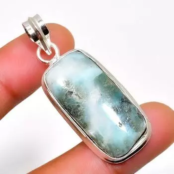 Республиканский Ларимар, драгоценный камень 925, посеребренная подвеска ручной работы, 1,70 дюйма 1.70 синий