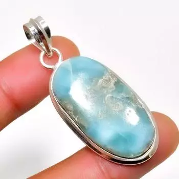 Республиканский Ларимар, драгоценный камень 925, посеребренная подвеска ручной работы, 1,89 дюйма 1.89 синий