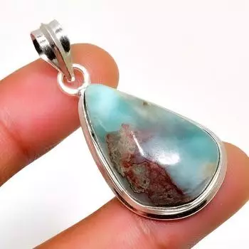 Республиканский Ларимар, драгоценный камень 925, посеребренная подвеска ручной работы, 1,51 дюйма 1.51 синий