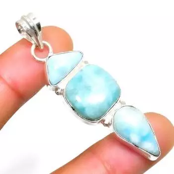 Республиканский Ларимар, драгоценный камень 925, посеребренная подвеска ручной работы, 2,08 дюйма 2.08 синий