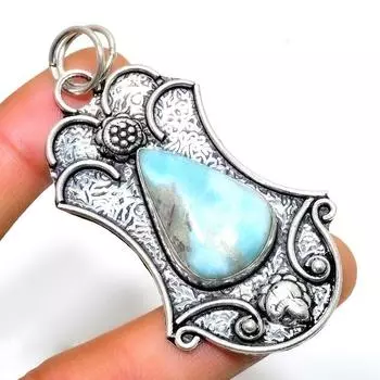 Республиканский Ларимар, драгоценный камень 925, посеребренная подвеска ручной работы, 2,46 дюйма 2.46 синий