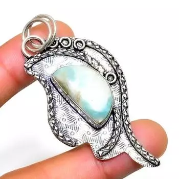 Республиканский Ларимар, драгоценный камень 925, посеребренная подвеска ручной работы, 2,46 дюйма 2.46 синий