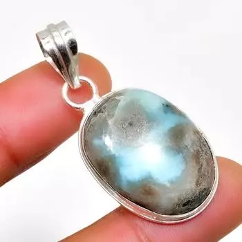 Республиканский Ларимар, драгоценный камень 925, посеребренный кулон ручной работы, 1,59 дюйма 1.59 синий